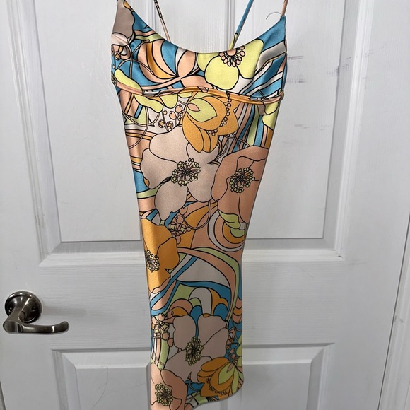 Zara Satin Effect Print Dress - Pastel - 3562/465 - Picture 2 of 4